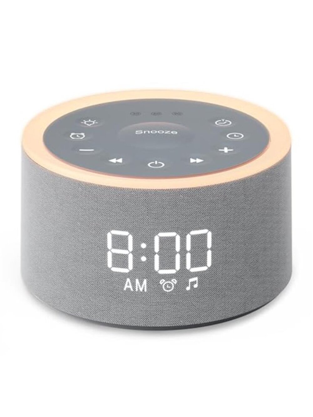 White Noise Sound Machine Alarm Clock Night Light Baby Sleep 29 Sounds Grey